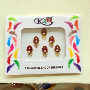 Gold and Red Bindis with Pearl Detail